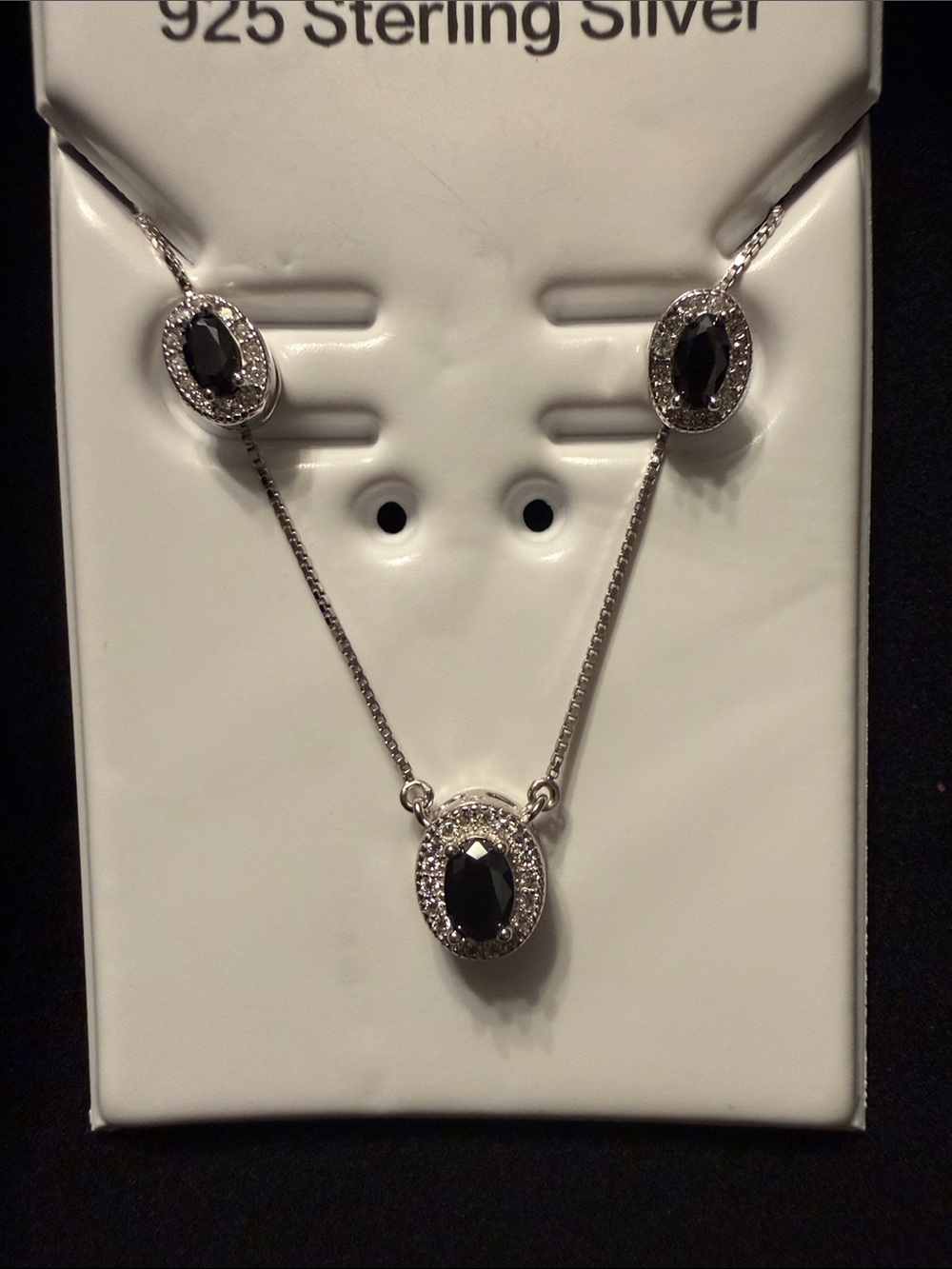 Black Moissanite Necklace & Earring set